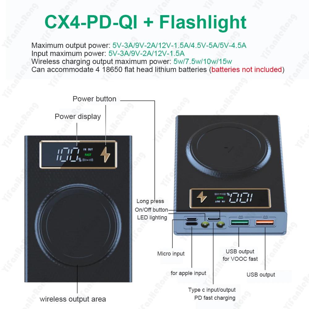 CX4   ͸ ̽, DIY 4x18650 ͸ ,  USB C Ÿ,  XS Ｚ ޴ Ʈ 
